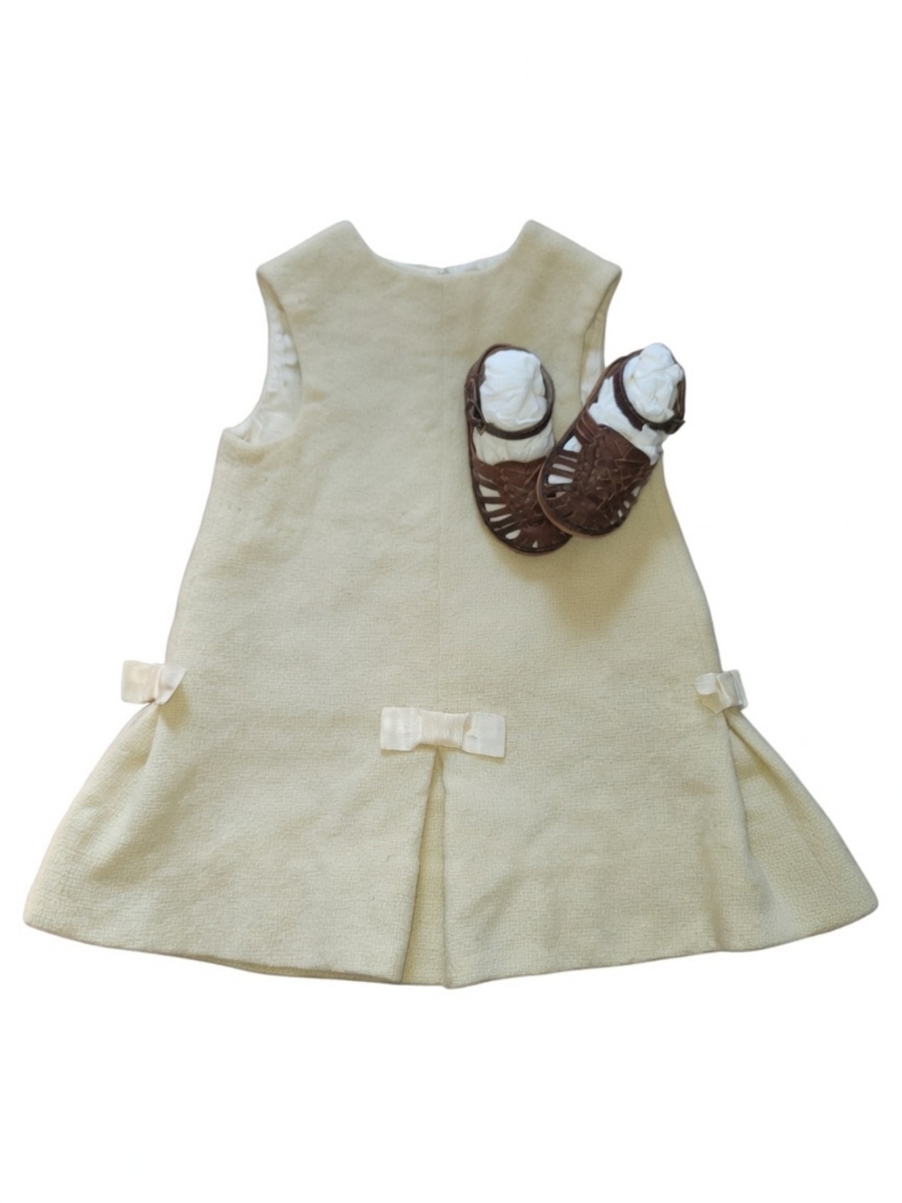 Vintage 1960s "Fashioned by Pearl" Toddler Dress & Huaraches Set | Rare Mid-Cent